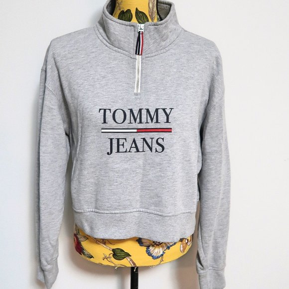 Tommy Jeans Half-Zip Logo Cropped Pullover Large - Picture 5 of 10